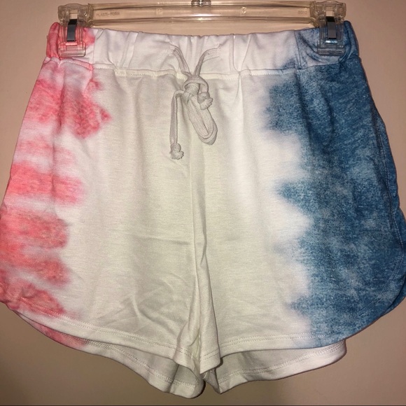 Tie dye pink blue hoodie top & shorts set NEW - Picture 5 of 10